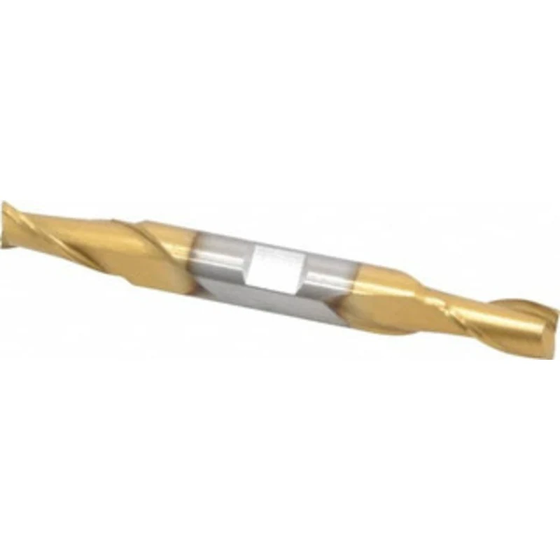 Value Collection 5/16, 9/16 LOC, 3/8 Shank Diam, 3-1/8 OAL, 2 Flute, High Speed Steel Square End Mill Double End, TiN...